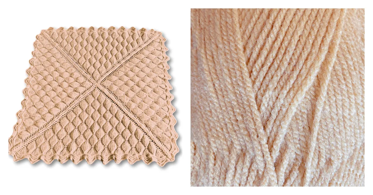 (100% Acrylic) BUFF - Embossed Foliage Reversible Blanket YARN KIT
