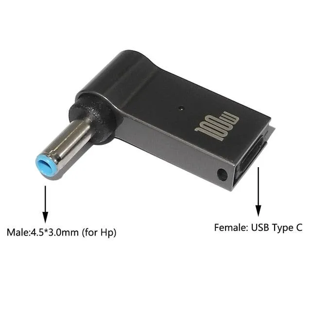 100W USB Type C PD to DC Power Jack Connector For Dell HP Lenovo Asus Sony USB C to Universal Laptop Adapter