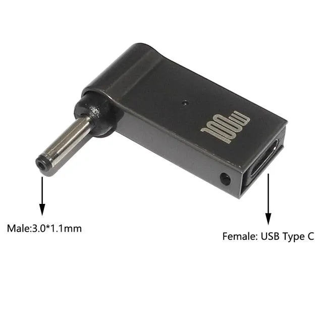 100W USB Type C PD to DC Power Jack Connector For Dell HP Lenovo Asus Sony USB C to Universal Laptop Adapter