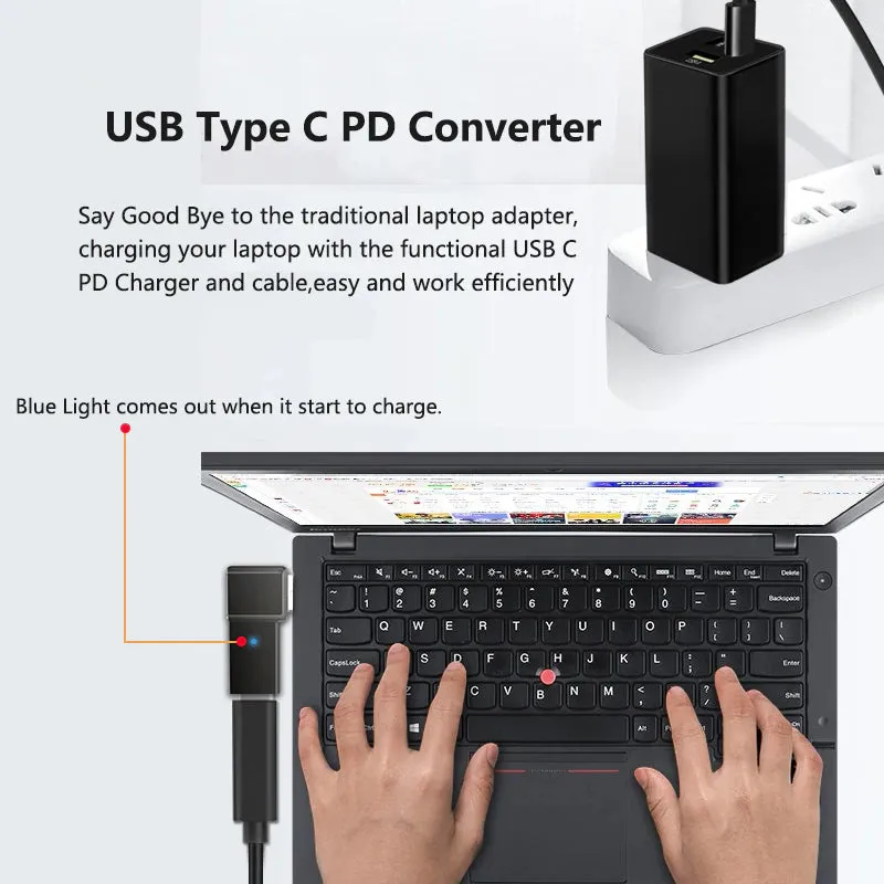 100W USB Type C PD to DC Power Jack Connector For Dell HP Lenovo Asus Sony USB C to Universal Laptop Adapter