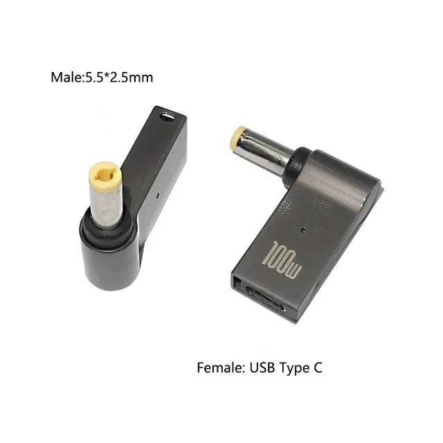 100W USB Type C PD to DC Power Jack Connector For Dell HP Lenovo Asus Sony USB C to Universal Laptop Adapter