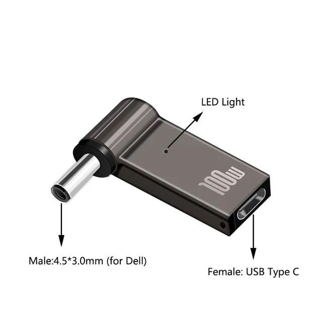 100W USB Type C PD to DC Power Jack Connector For Dell HP Lenovo Asus Sony USB C to Universal Laptop Adapter