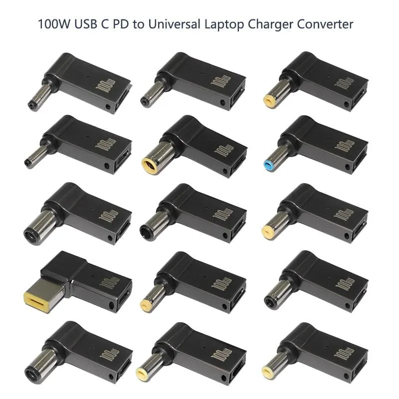 100W USB Type C PD to DC Power Jack Connector For Dell HP Lenovo Asus Sony USB C to Universal Laptop Adapter