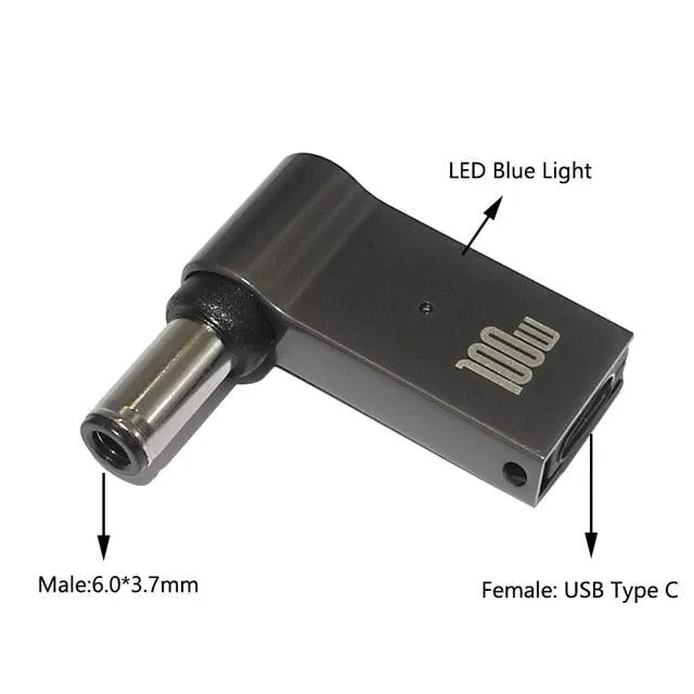 100W USB Type C PD to DC Power Jack Connector For Dell HP Lenovo Asus Sony USB C to Universal Laptop Adapter