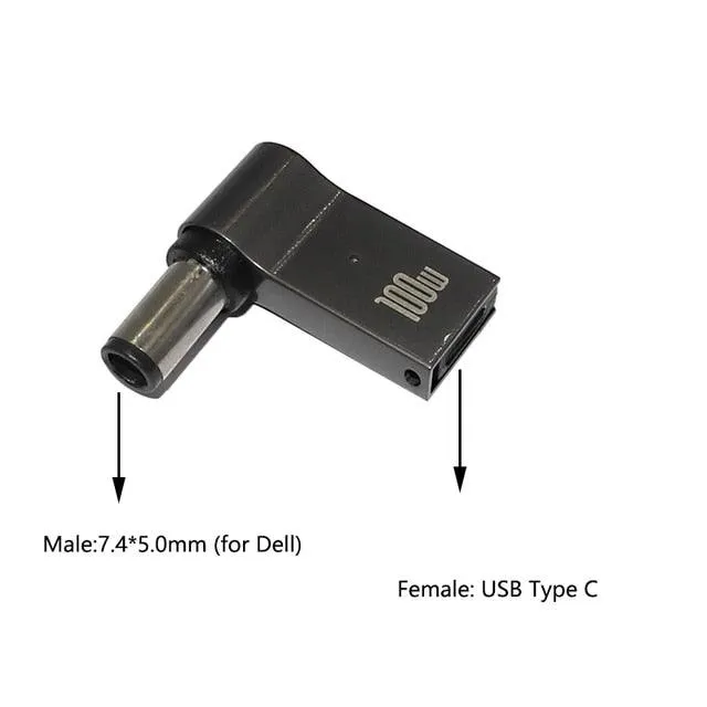 100W USB Type C PD to DC Power Jack Connector For Dell HP Lenovo Asus Sony USB C to Universal Laptop Adapter