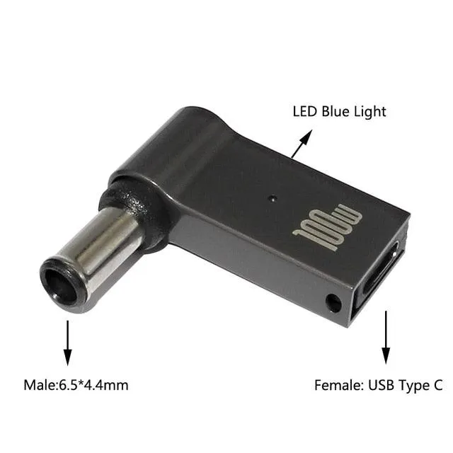 100W USB Type C PD to DC Power Jack Connector For Dell HP Lenovo Asus Sony USB C to Universal Laptop Adapter