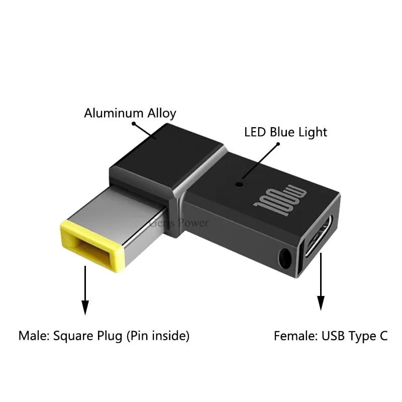 100W USB Type C PD to DC Power Jack Connector For Dell HP Lenovo Asus Sony USB C to Universal Laptop Adapter