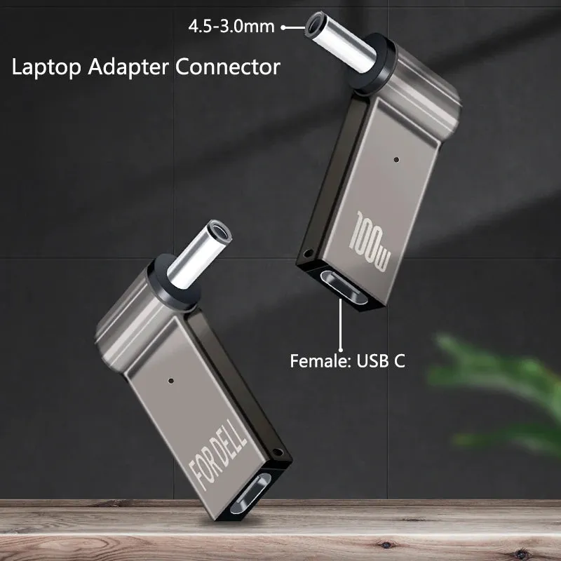 100W USB Type C PD to DC Power Jack Connector For Dell HP Lenovo Asus Sony USB C to Universal Laptop Adapter