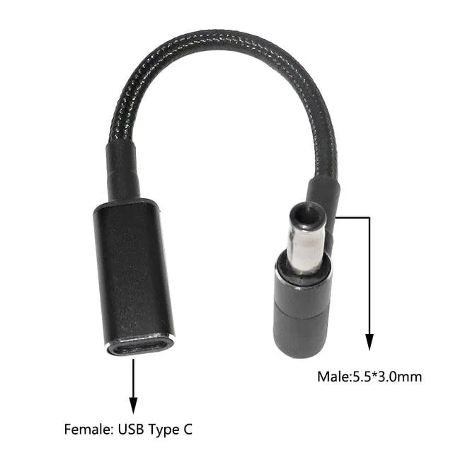 100W USB Type C PD to DC Power Jack: For Dell, HP, Lenovo, Asus, Sony, USB C to Universal Laptop Adapter