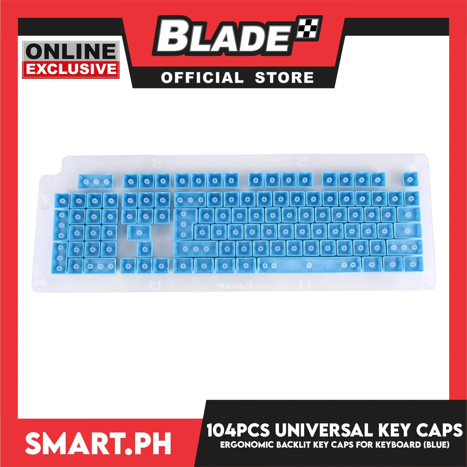 104 Key Caps Universal Ergonomic Backlit Key (Blue) for Mechanical Keyboard