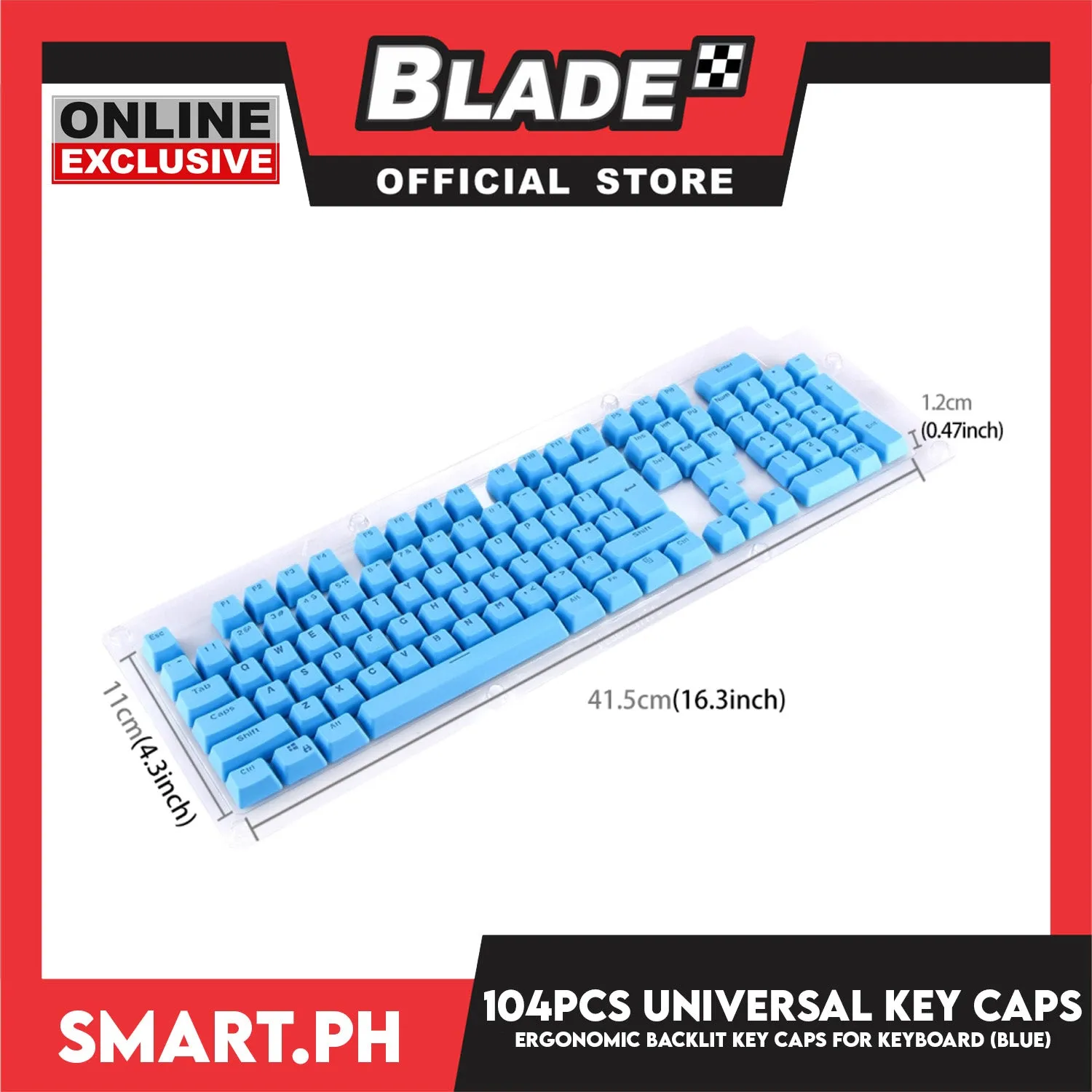 104 Key Caps Universal Ergonomic Backlit Key (Blue) for Mechanical Keyboard