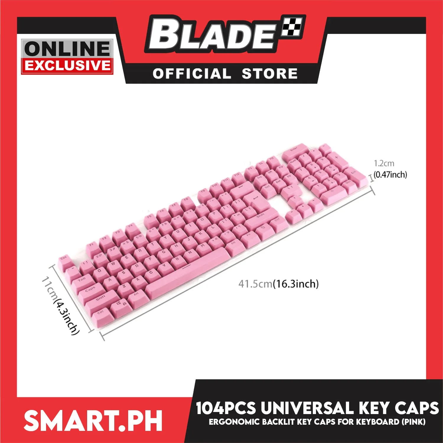 104 Key Caps Universal Ergonomic Backlit Key (Pink) for Mechanical Keyboard