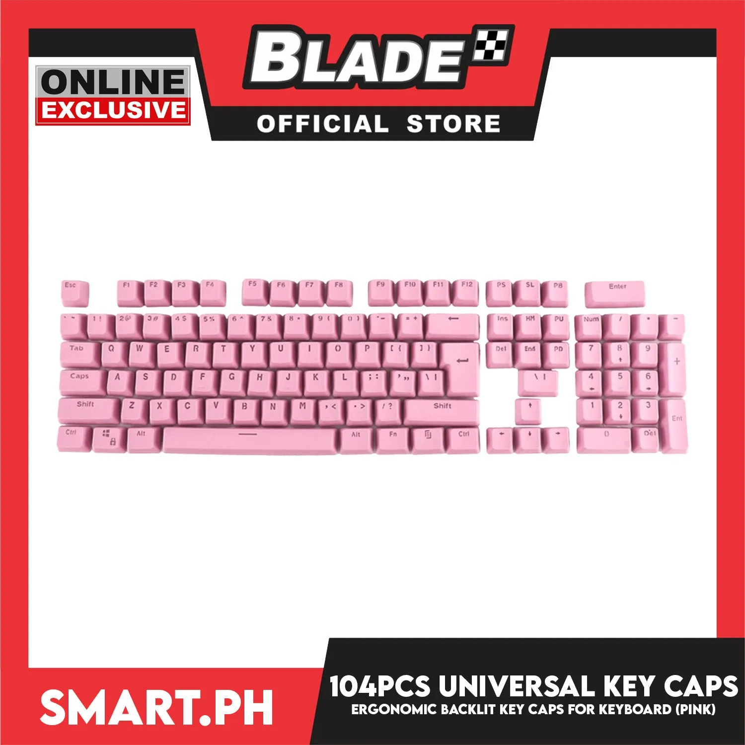 104 Key Caps Universal Ergonomic Backlit Key (Pink) for Mechanical Keyboard