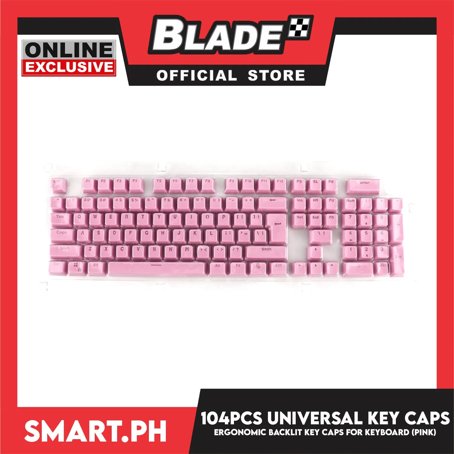 104 Key Caps Universal Ergonomic Backlit Key (Pink) for Mechanical Keyboard