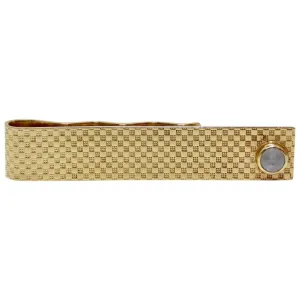 14k Checkered Gold Star Sapphire Tie Slide Clip