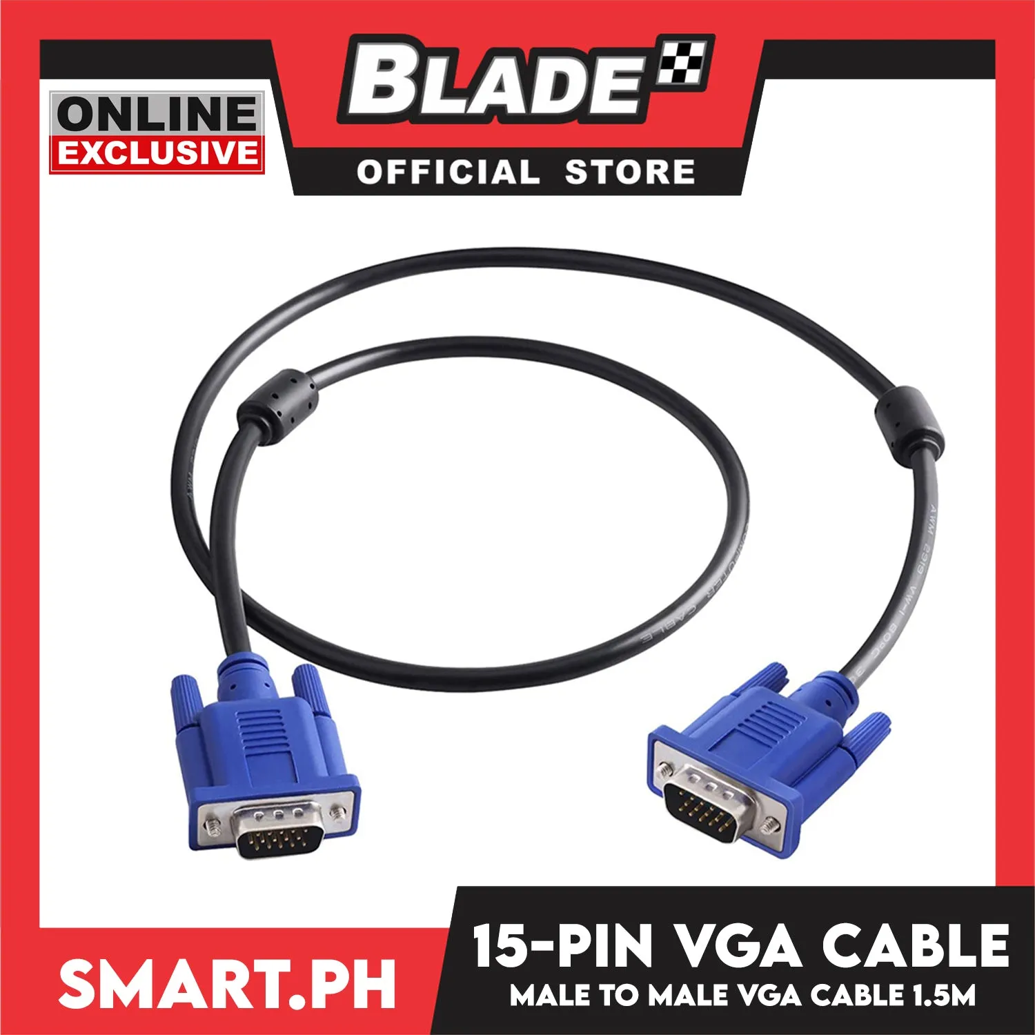 1.5 Meters 15-pin VGA Cable Male to Male VGA Video Cable for TV Computer Monitor Cable