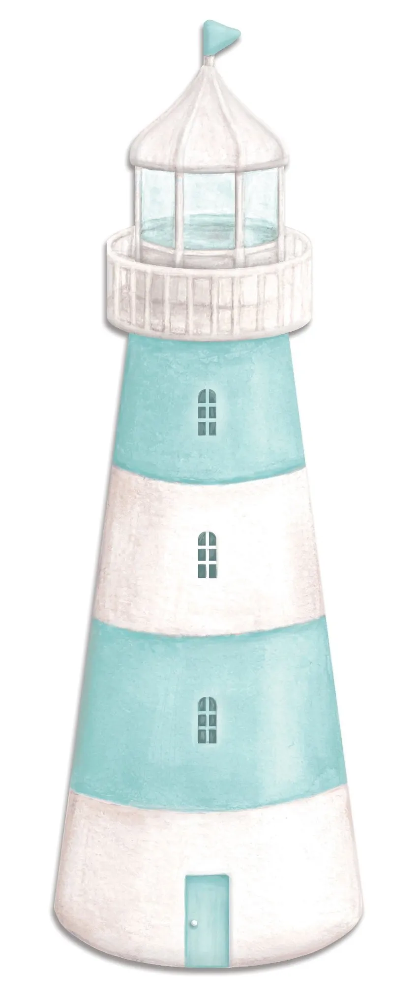 16"H Metal / Embossed Lighthouse Sign: Turquoise, White - MD1382A5