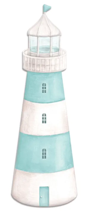 16"H Metal / Embossed Lighthouse Sign: Turquoise, White - MD1382A5