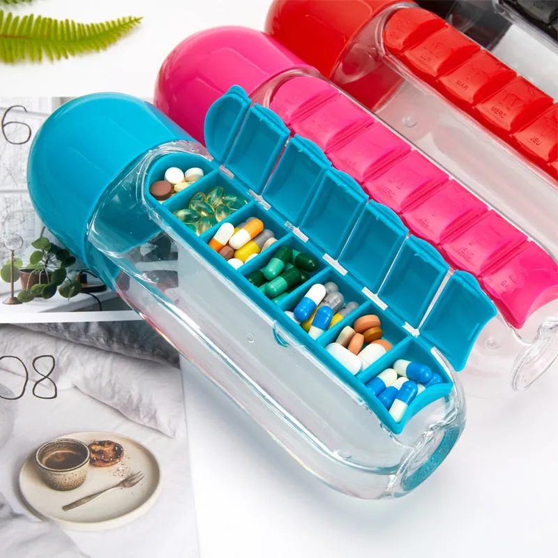 2-in-1 Medicine Pillbox Water Bottle