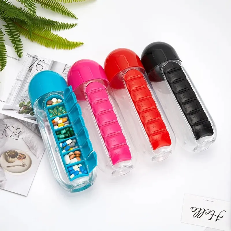 2-in-1 Medicine Pillbox Water Bottle