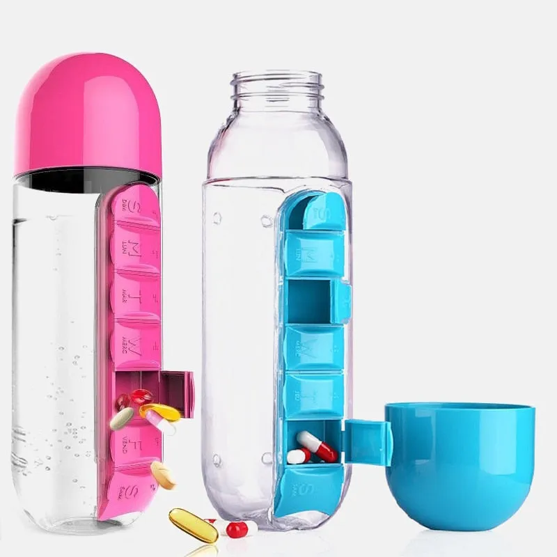 2-in-1 Medicine Pillbox Water Bottle