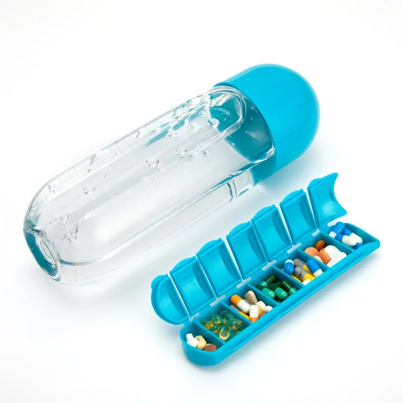 2-in-1 Medicine Pillbox Water Bottle