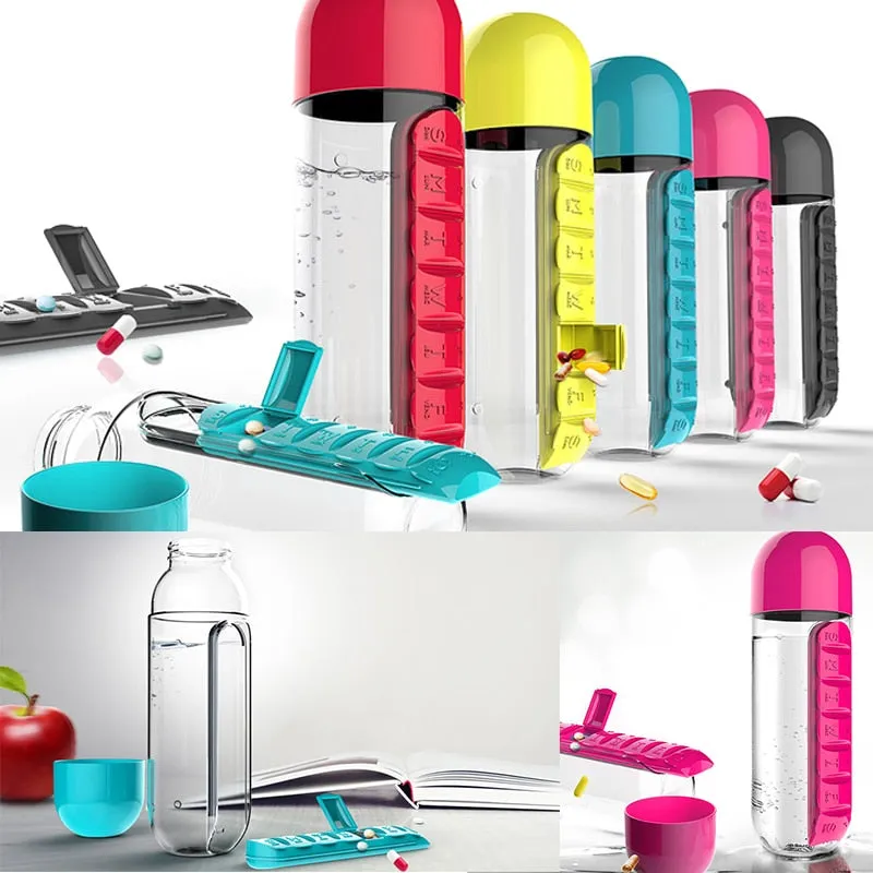 2-in-1 Medicine Pillbox Water Bottle