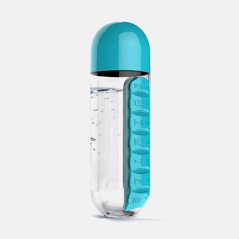 2-in-1 Medicine Pillbox Water Bottle