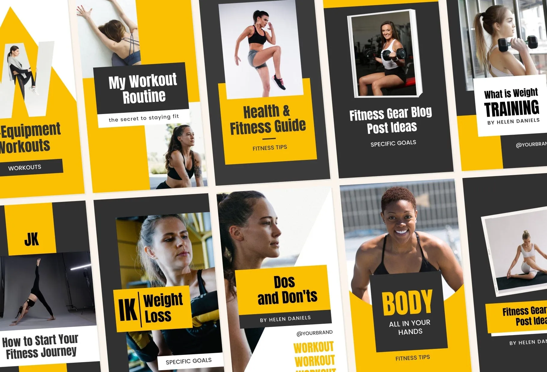 20 Power Yellow Instagram Reel Covers Gym Canva Templates