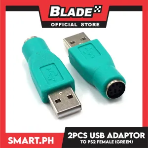 2Pcs USB Male to for PS/2 Female Adapter Converter (Green) for Keyboard Mouse with PS/2 Interface