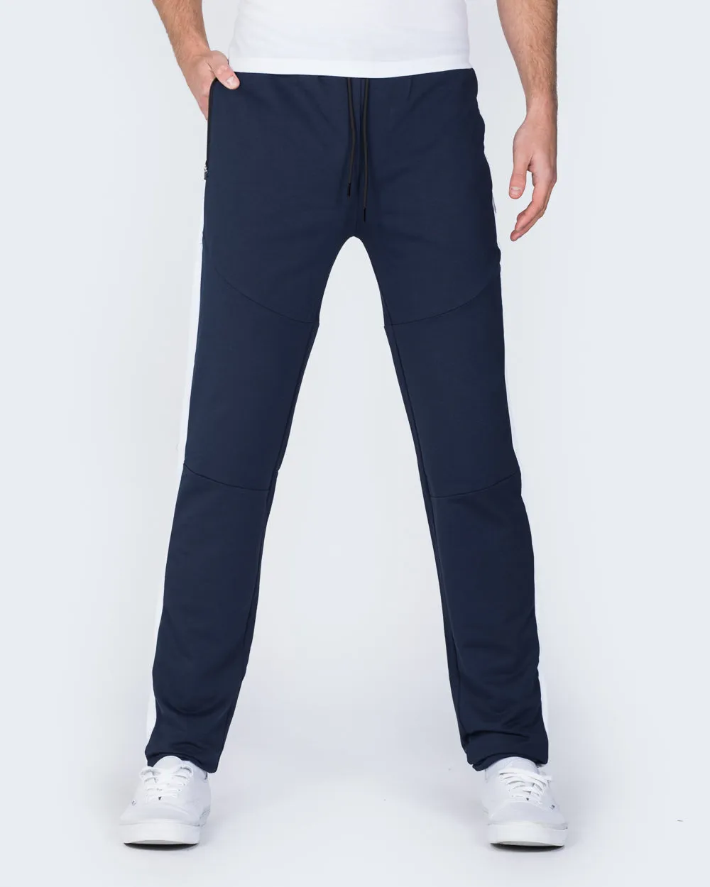 2t Declan Striped Slim Fit Tall Gym Joggers (navy)