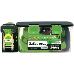 4 Piece 27mm x 3.6 Metre Ratchet Tie Down - LM10166