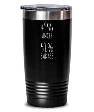 49% Uncle 51% Badass Insulated Drink Tumbler Travel Cup Funny Gift