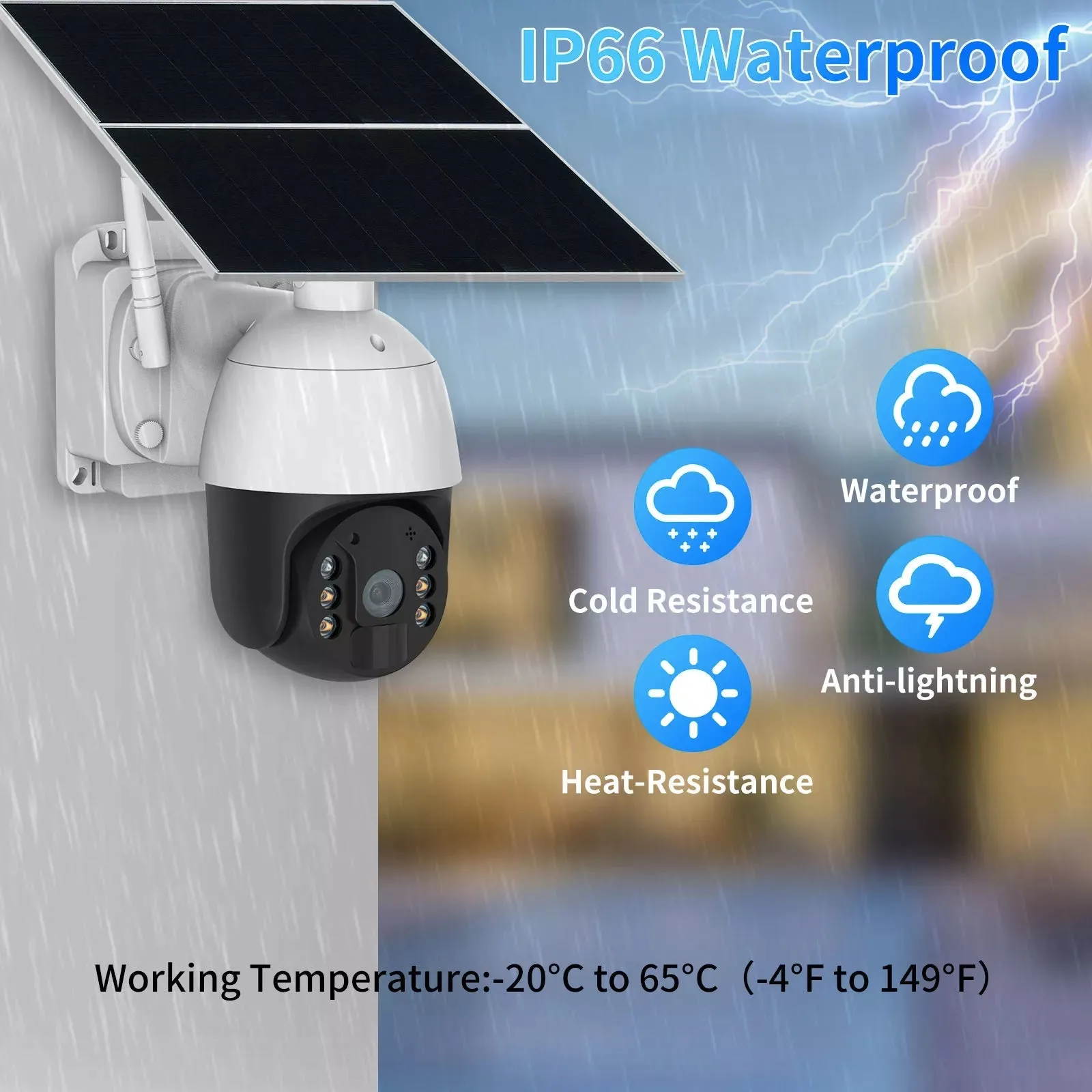 4G Wifi Solar Power 24 Hour Recording PTZ Camera 1080p HD Video Night Vision Wirefree Installation