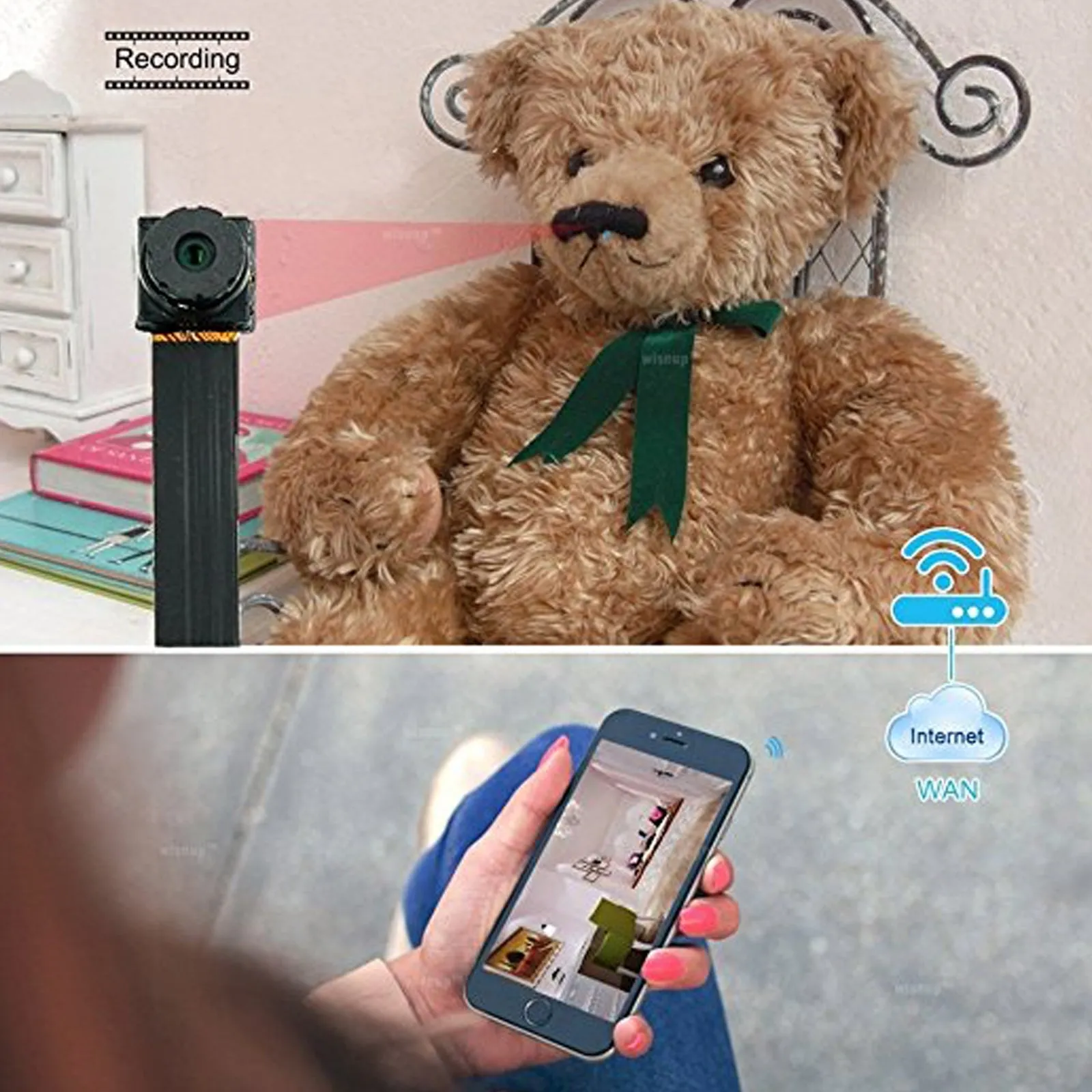 4K UHD Wireless Wi-Fi 8MP Pin Hole Camera Video Recorder Module Remote Control / 5000mA Battery