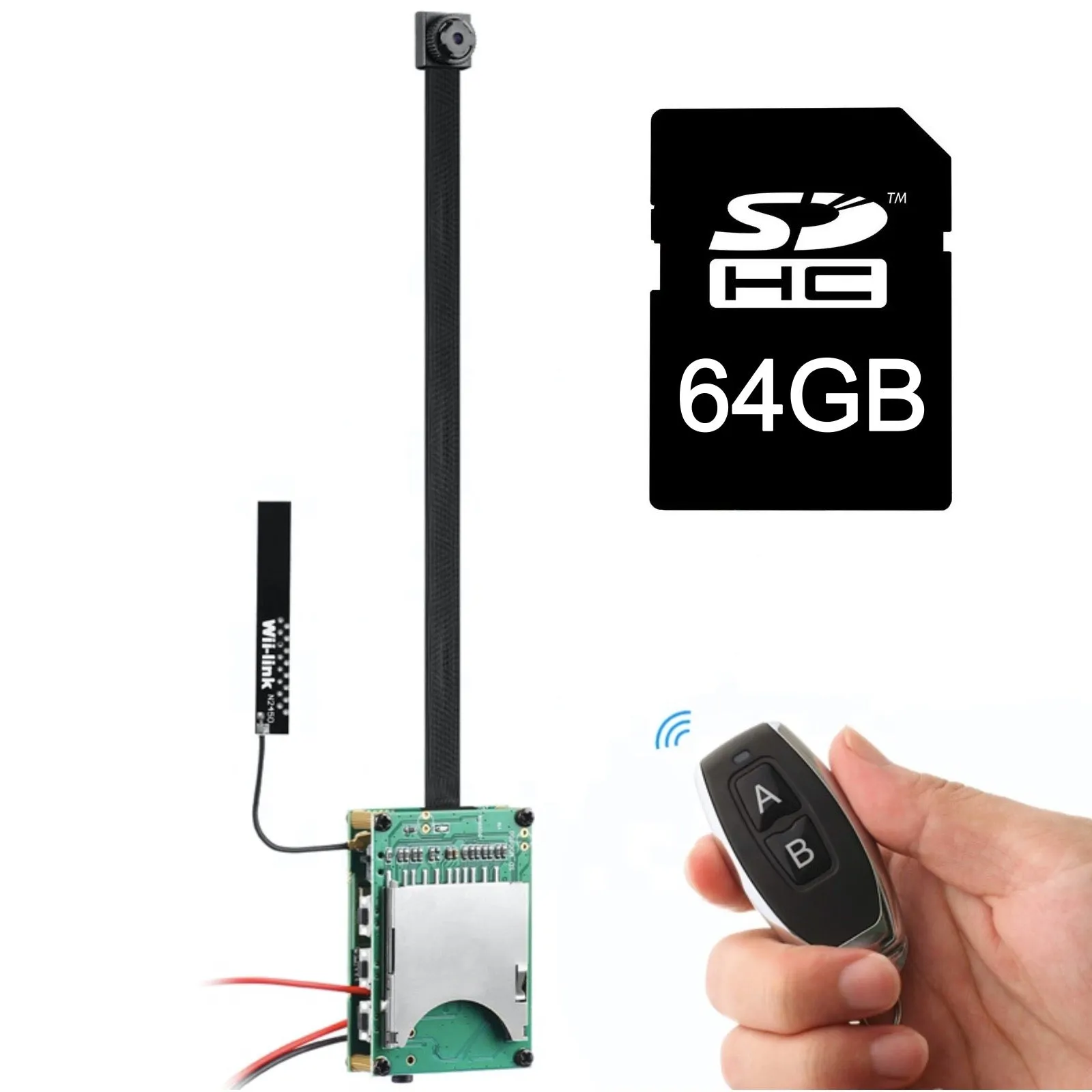 4K UHD Wireless Wi-Fi 8MP Pin Hole Camera Video Recorder Module Remote Control / 5000mA Battery