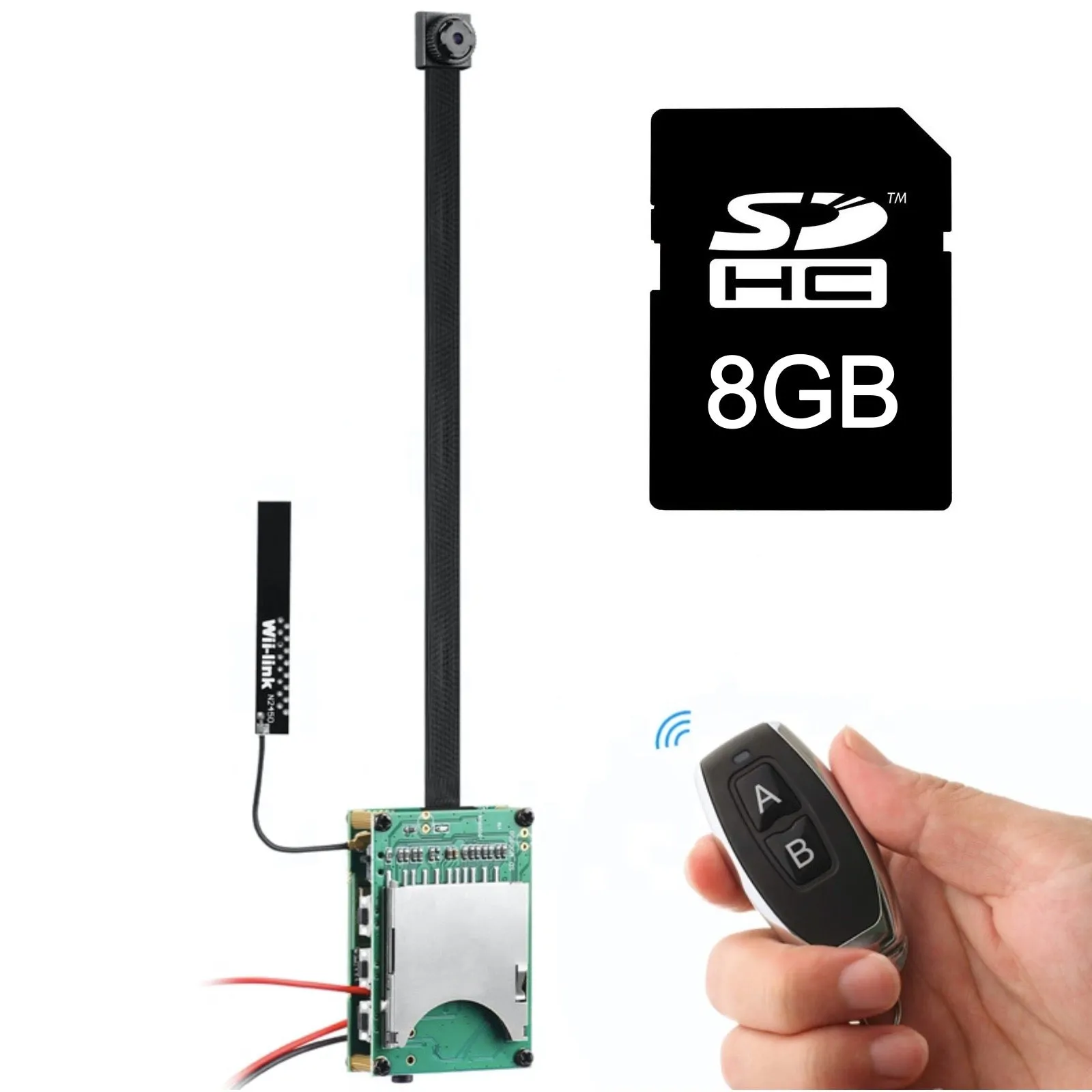 4K UHD Wireless Wi-Fi 8MP Pin Hole Camera Video Recorder Module Remote Control / 5000mA Battery