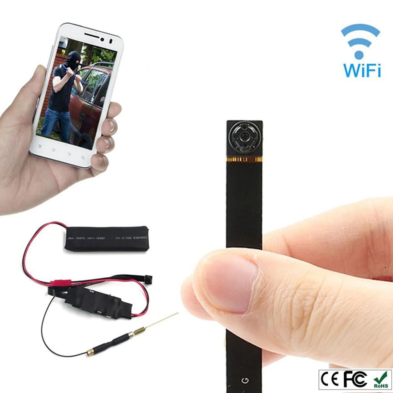 4K UHD Wireless Wi-Fi 8MP Pin Hole Camera Video Recorder Module Remote Control / 5000mA Battery