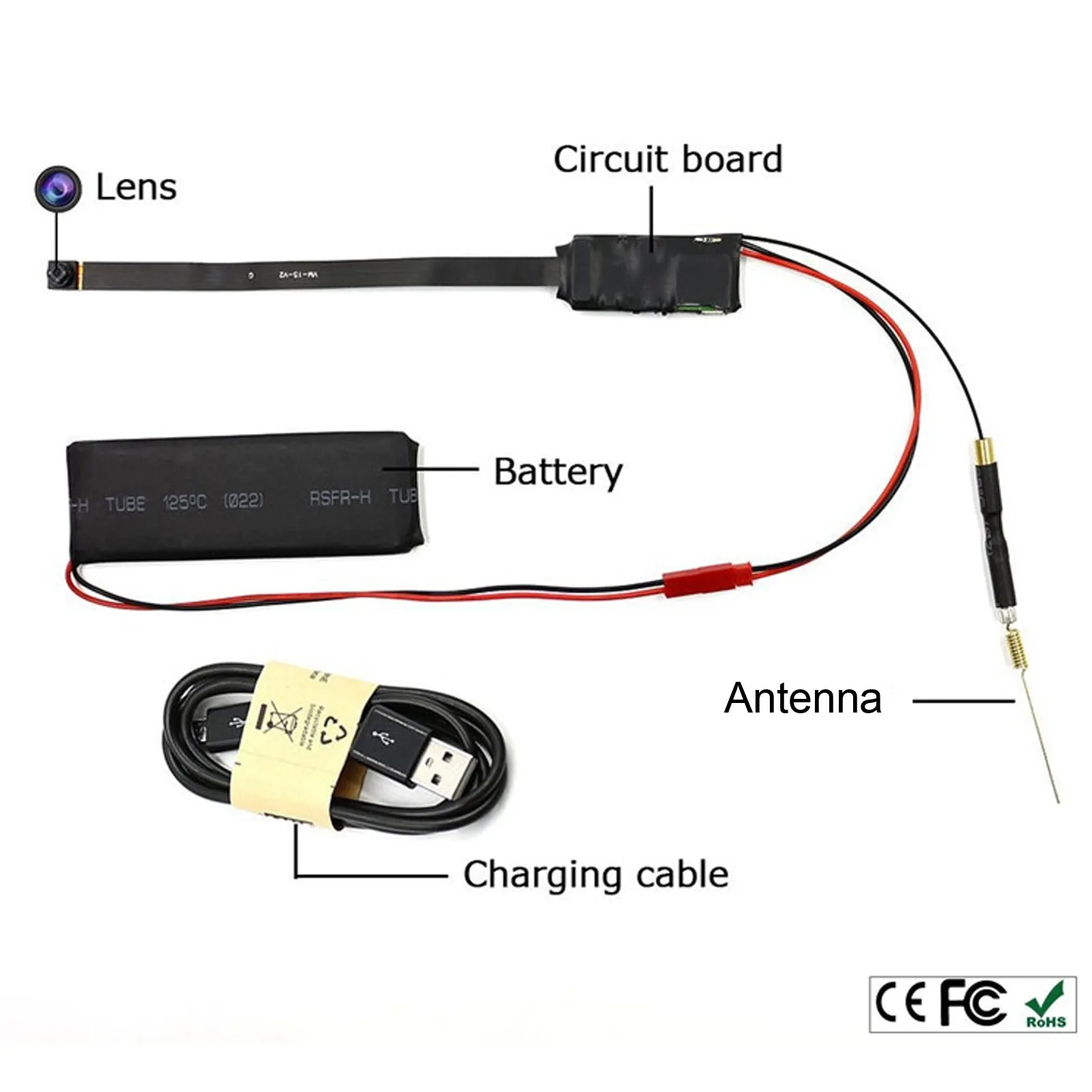 4K UHD Wireless Wi-Fi 8MP Pin Hole Camera Video Recorder Module Remote Control / 5000mA Battery