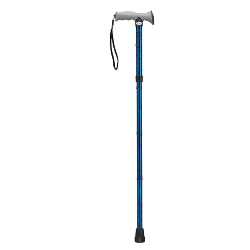 Adjustable Lightweight Folding Cane with Gel Hand Grip, Blue Crackle - 1 Each