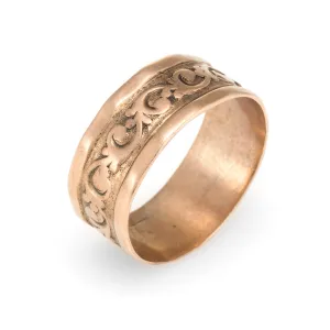 Antique Victorian Embossed 10k Rose Gold Wedding Band