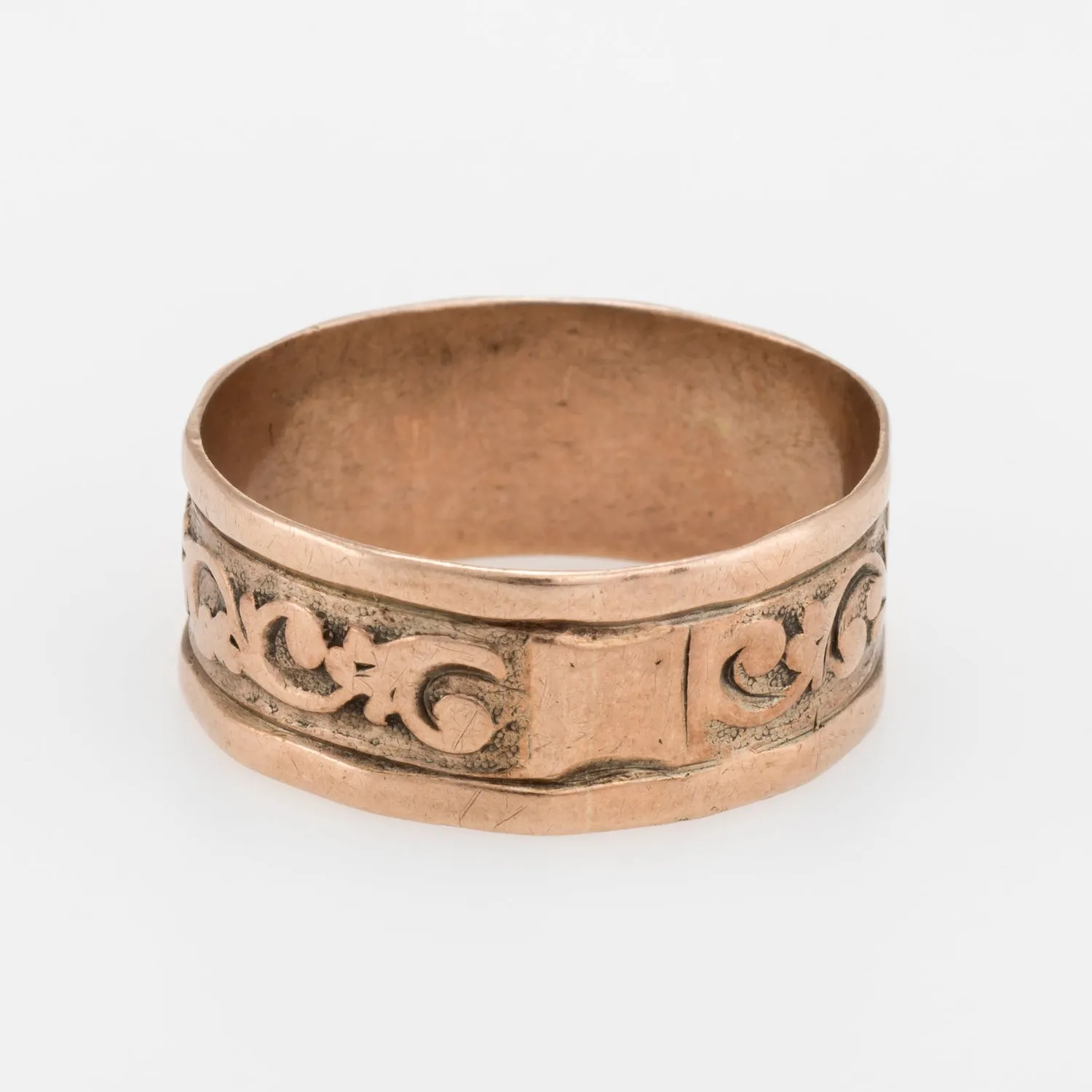 Antique Victorian Embossed 10k Rose Gold Wedding Band