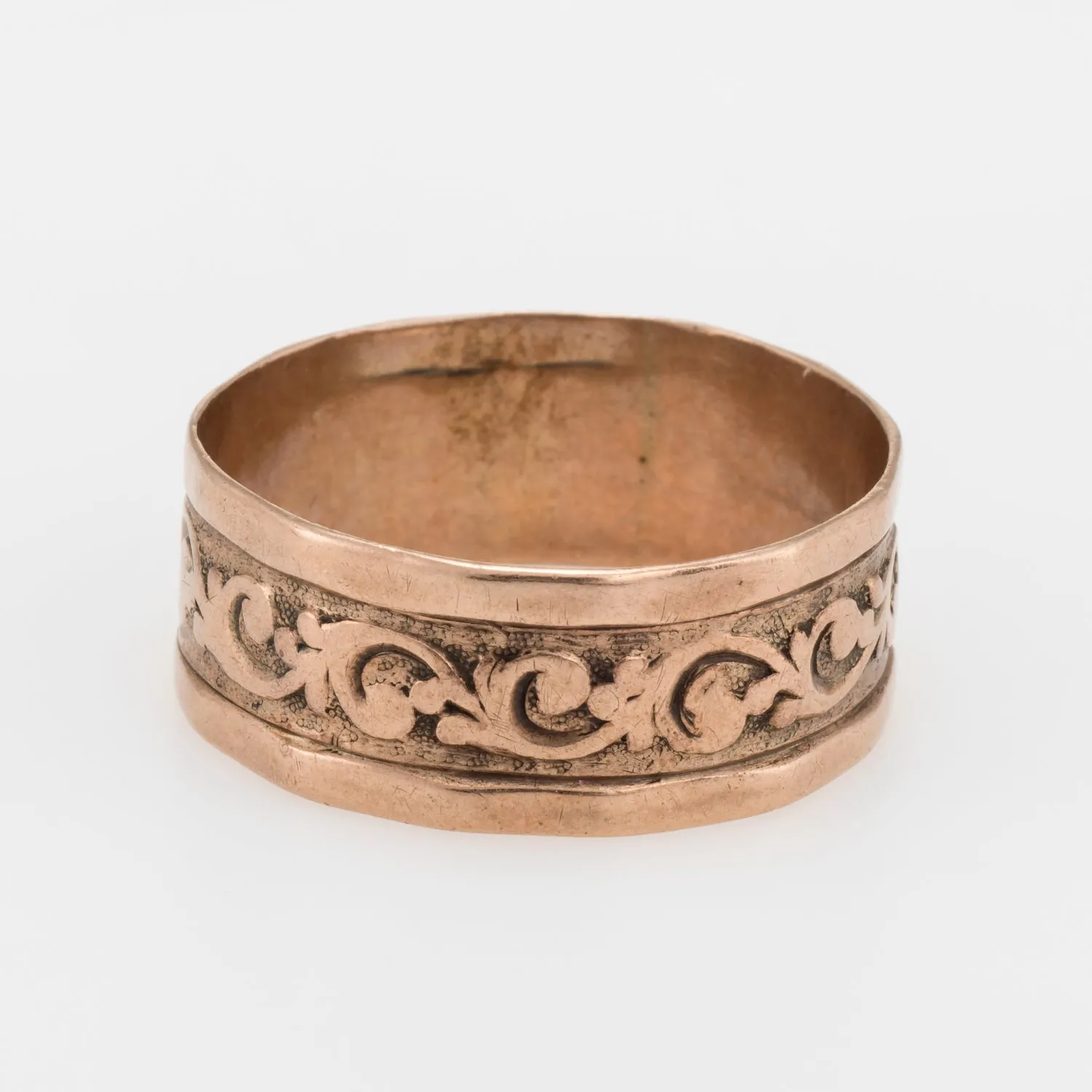 Antique Victorian Embossed 10k Rose Gold Wedding Band