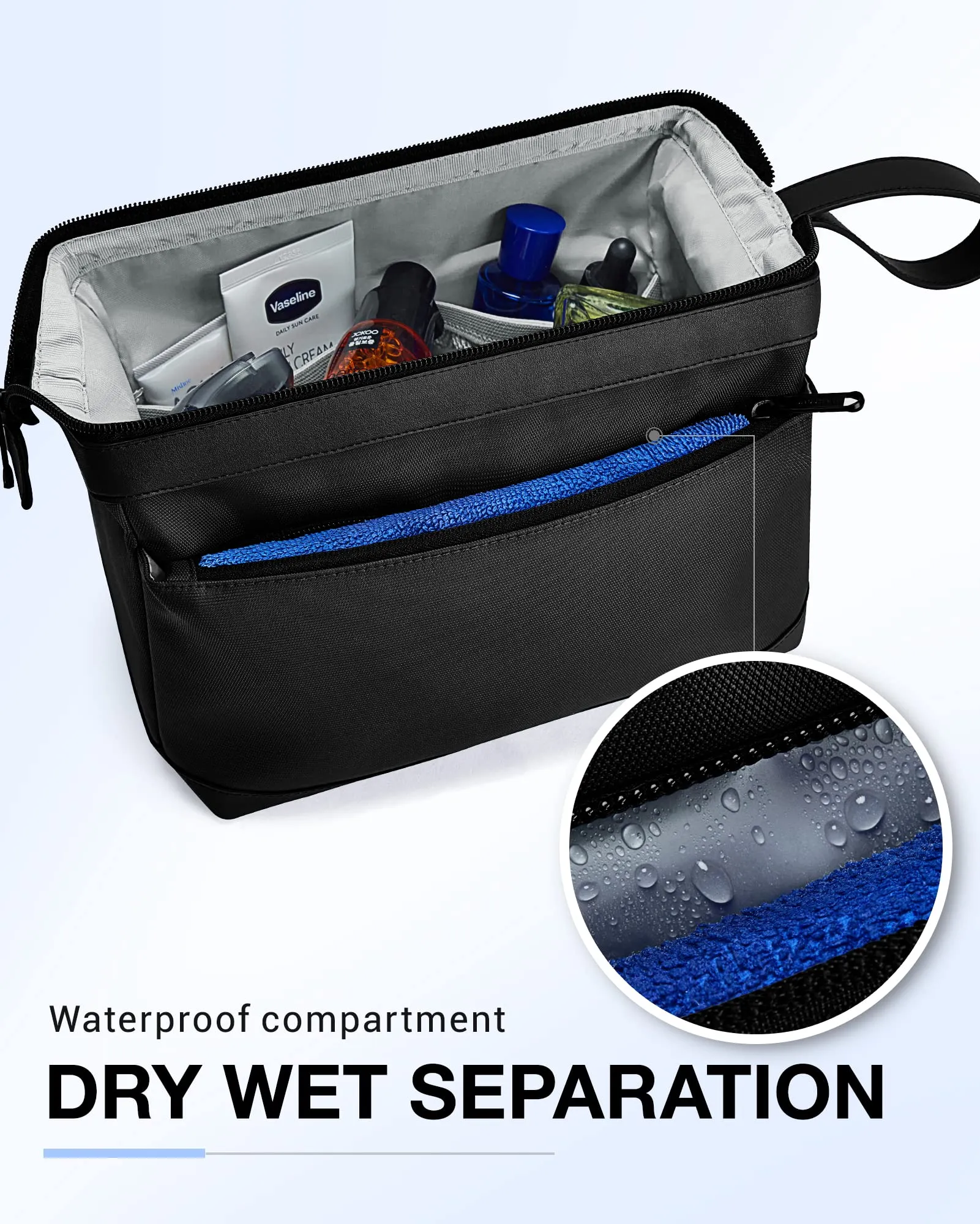 BAGSMART Toiletry Bag for Men, Wide Opening Travel Toiletry Bag with Travel Electronic Organizer Case for Men