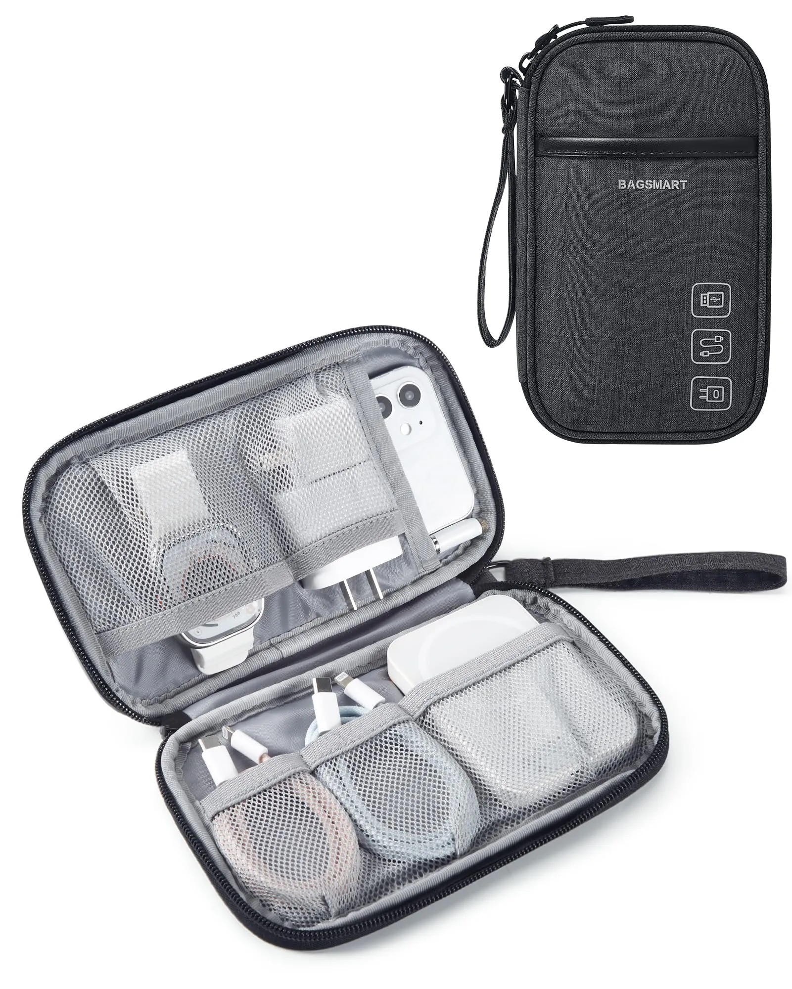 BAGSMART Toiletry Bag for Men, Wide Opening Travel Toiletry Bag with Travel Electronic Organizer Case for Men