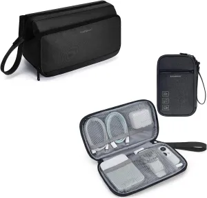 BAGSMART Toiletry Bag for Men, Wide Opening Travel Toiletry Bag with Travel Electronic Organizer Case for Men