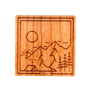 Base Camp Square Wood Sticker