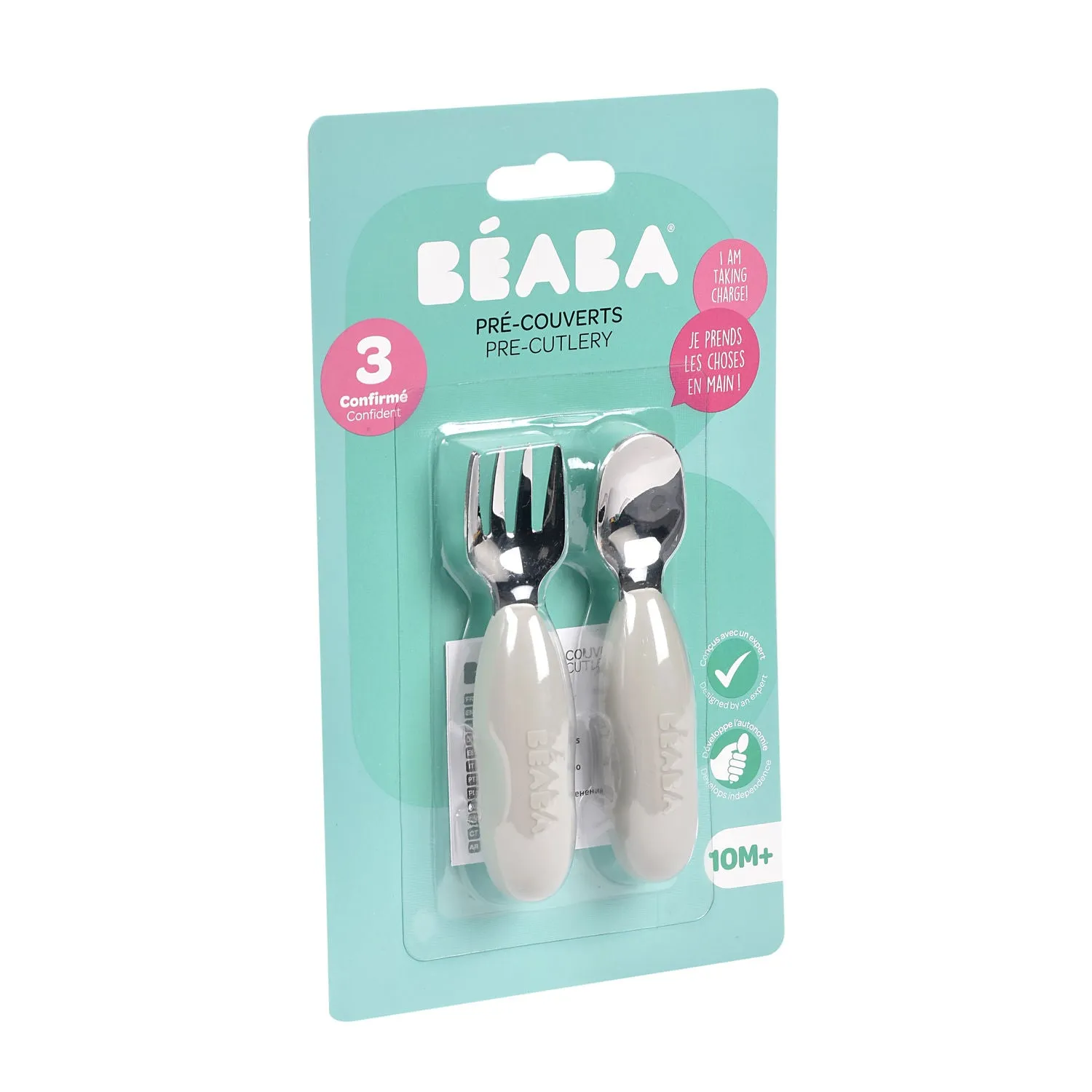 Beaba Fork & Spoon Stainless Steel Pre-Cutlery - Velvet Grey