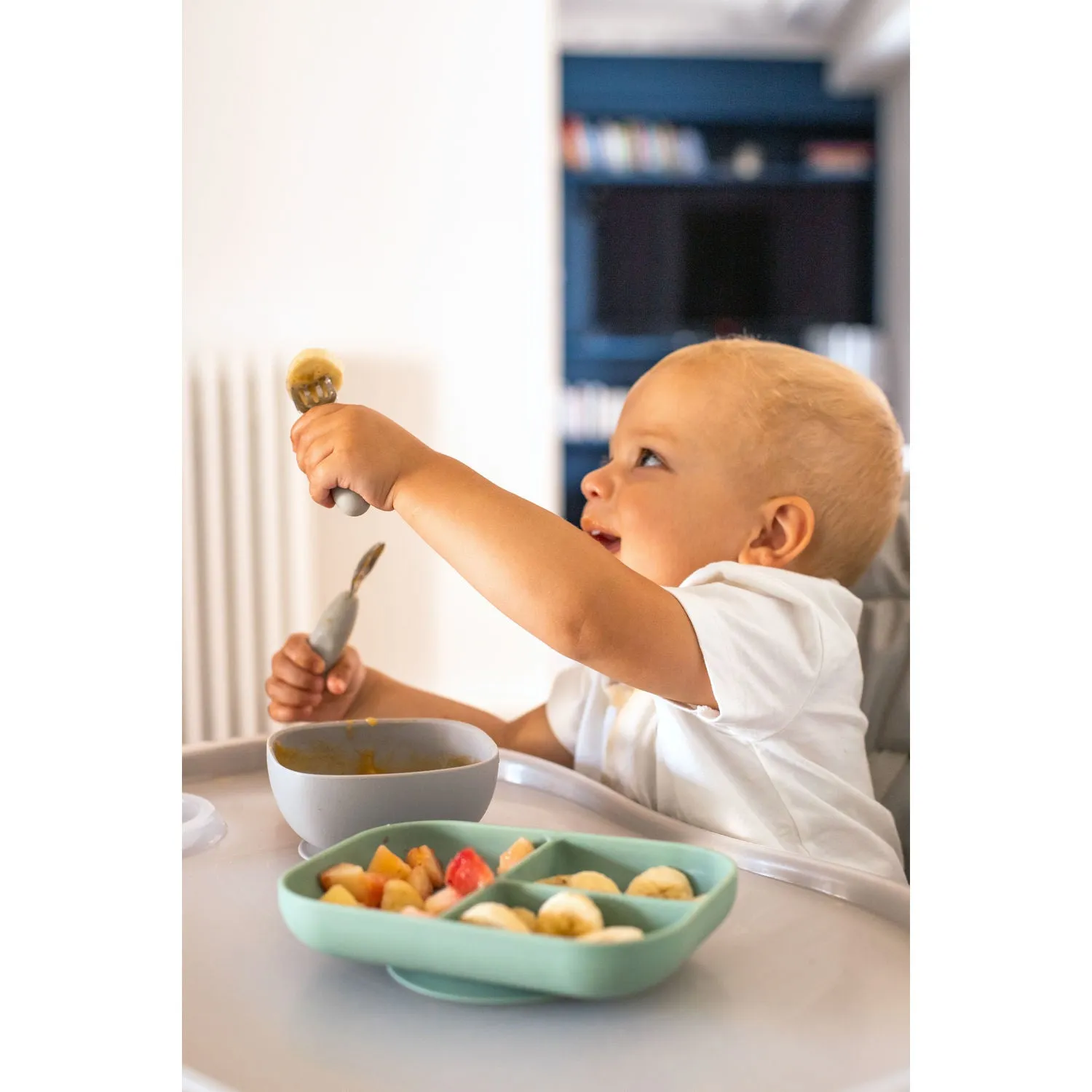 Beaba Fork & Spoon Stainless Steel Pre-Cutlery - Velvet Grey