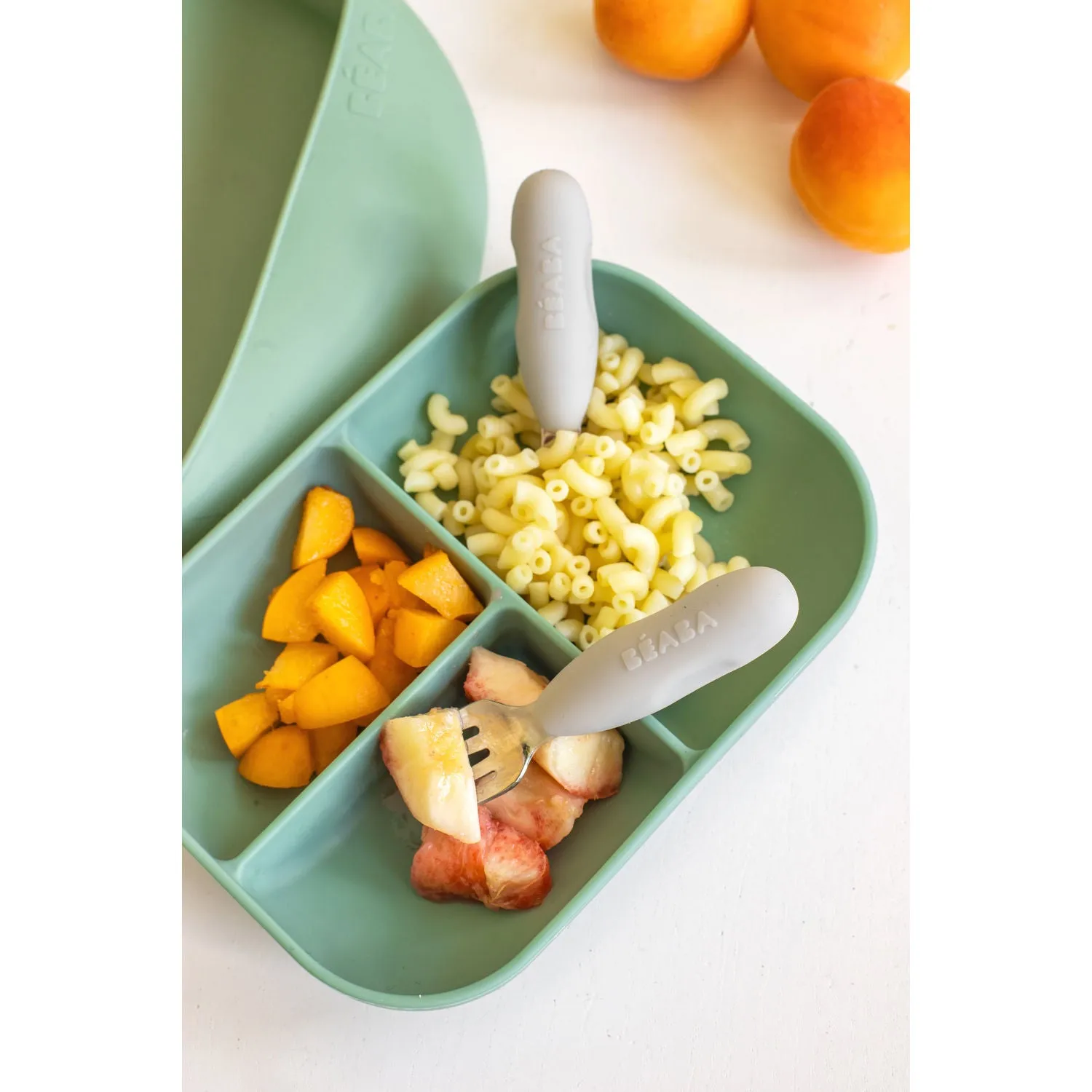 Beaba Fork & Spoon Stainless Steel Pre-Cutlery - Velvet Grey